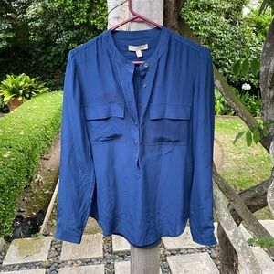 Banana Republic 100% Silk Blue Longsleeve Blouse
